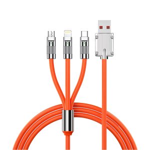 3 in 1 Fast Charging Cable for iPhone iPad Samsung Android Smart Phone(1.2M/4FT, not support iPhone 15/16)