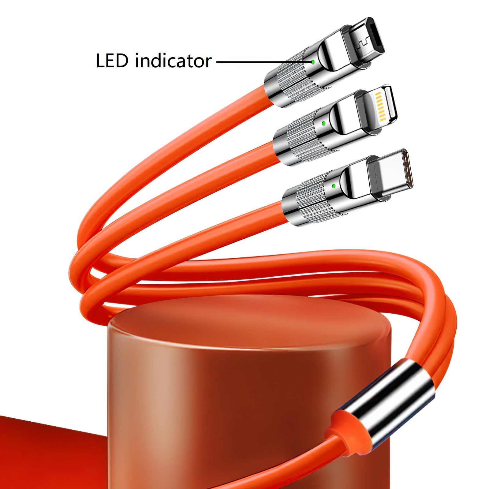 3 in 1 Fast Charging Cable for iPhone iPad Samsung Android Smart Phone(1.2M/4FT, not support iPhone 15/16) - Image 3