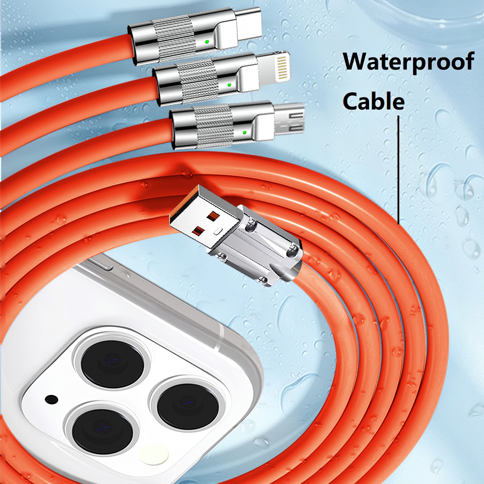 3 in 1 Fast Charging Cable for iPhone iPad Samsung Android Smart Phone(1.2M/4FT, not support iPhone 15/16) - Image 4