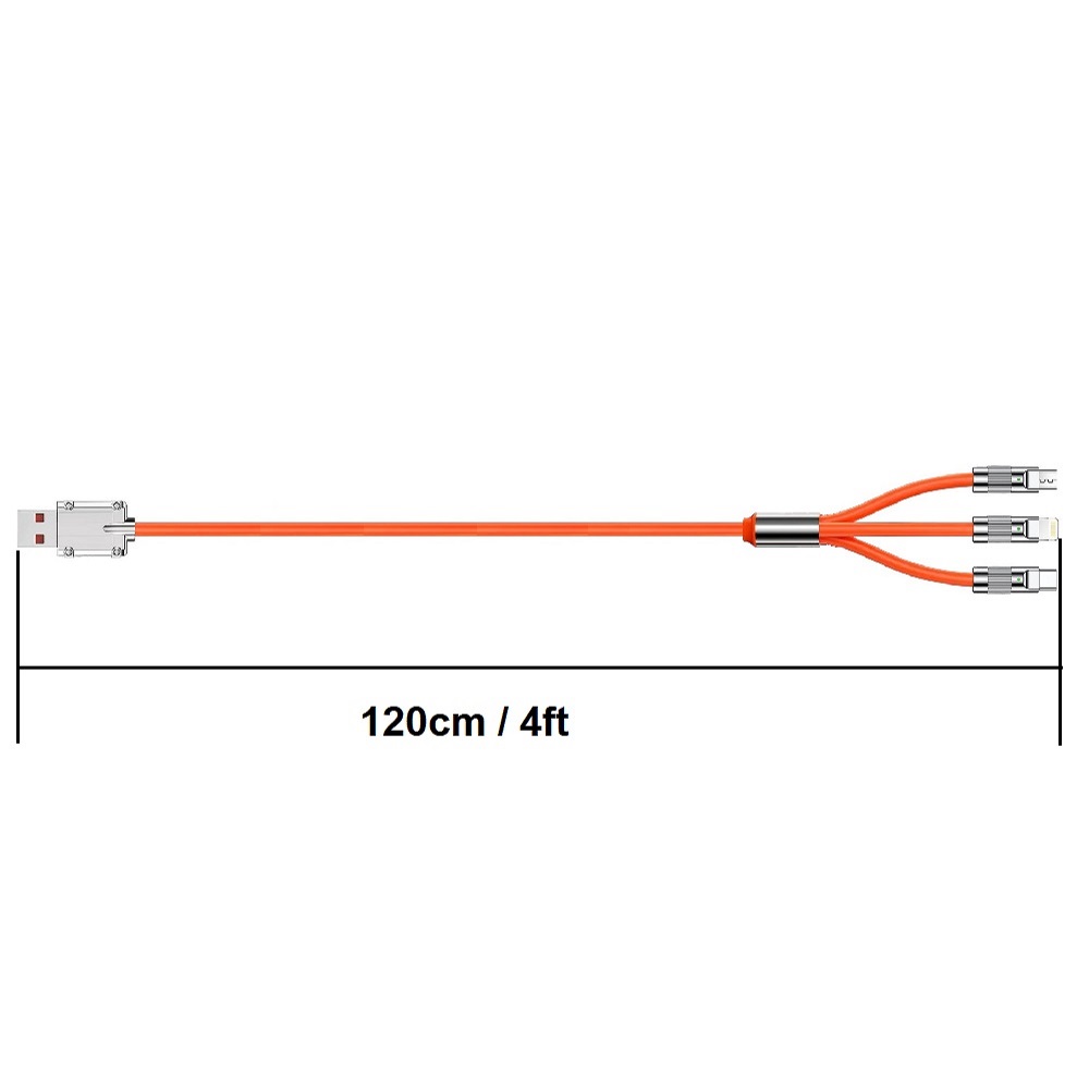 3 in 1 Fast Charging Cable for iPhone iPad Samsung Android Smart Phone(1.2M/4FT, not support iPhone 15/16) - Image 7