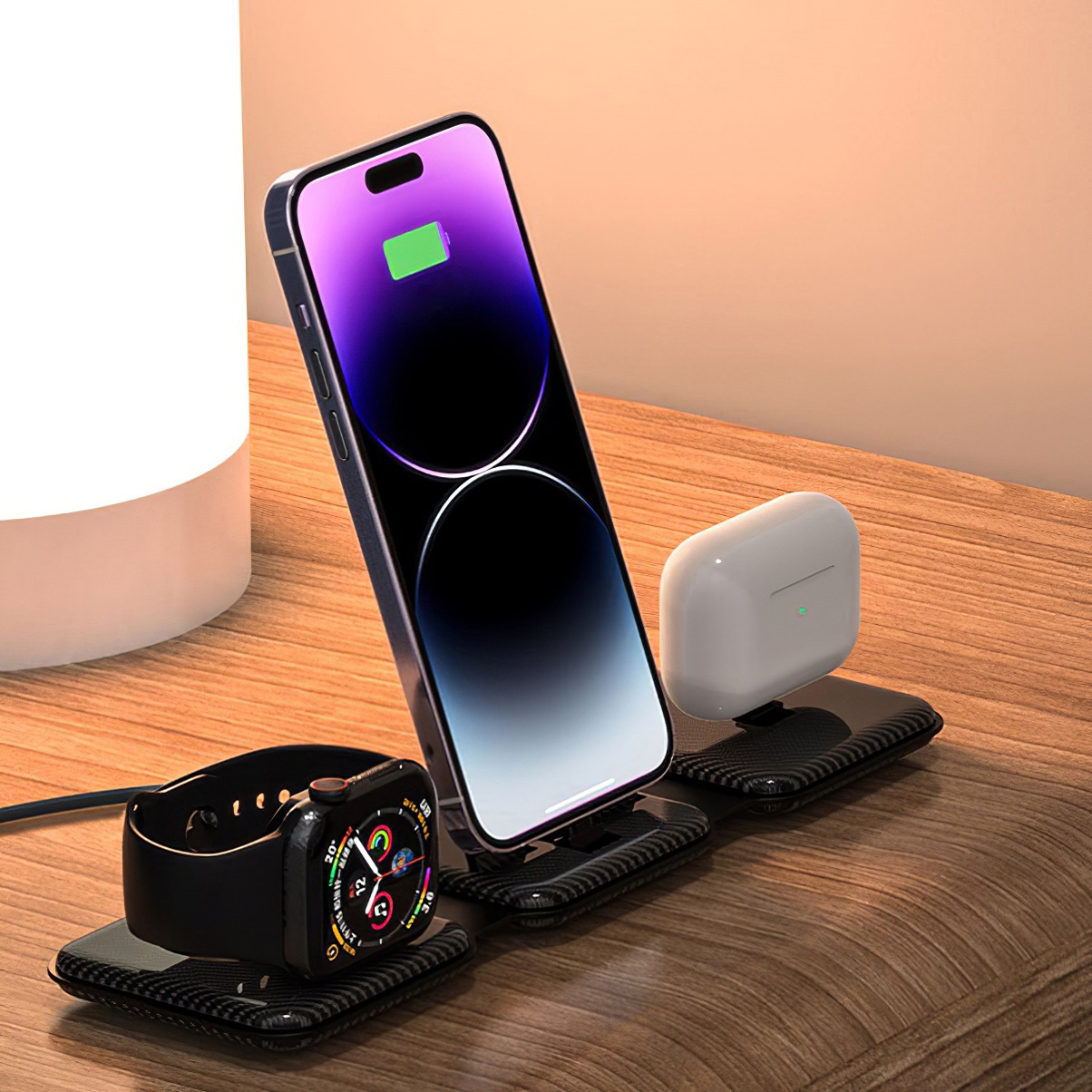 3 in 1 Folding Fast Charging Station for iPhone (Docking)/iPods (Docking)/iWatch Wireless Magnetic charging - Image 3