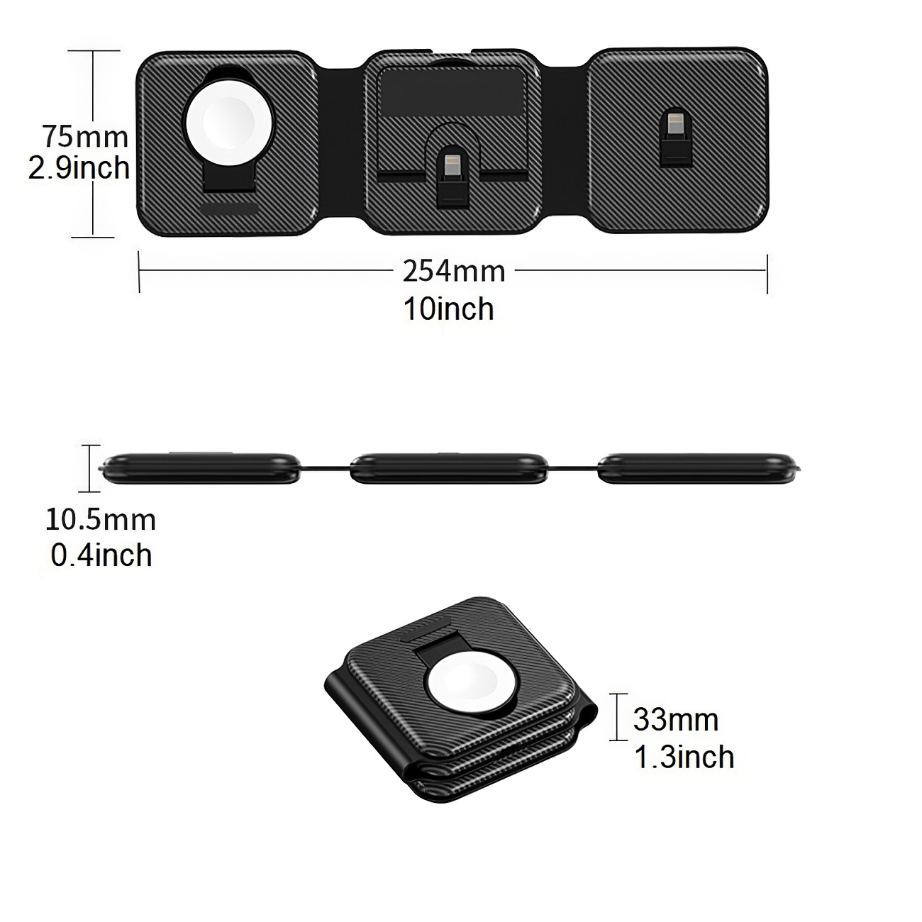 3 in 1 Folding Fast Charging Station for iPhone (Docking)/iPods (Docking)/iWatch Wireless Magnetic charging - Image 5