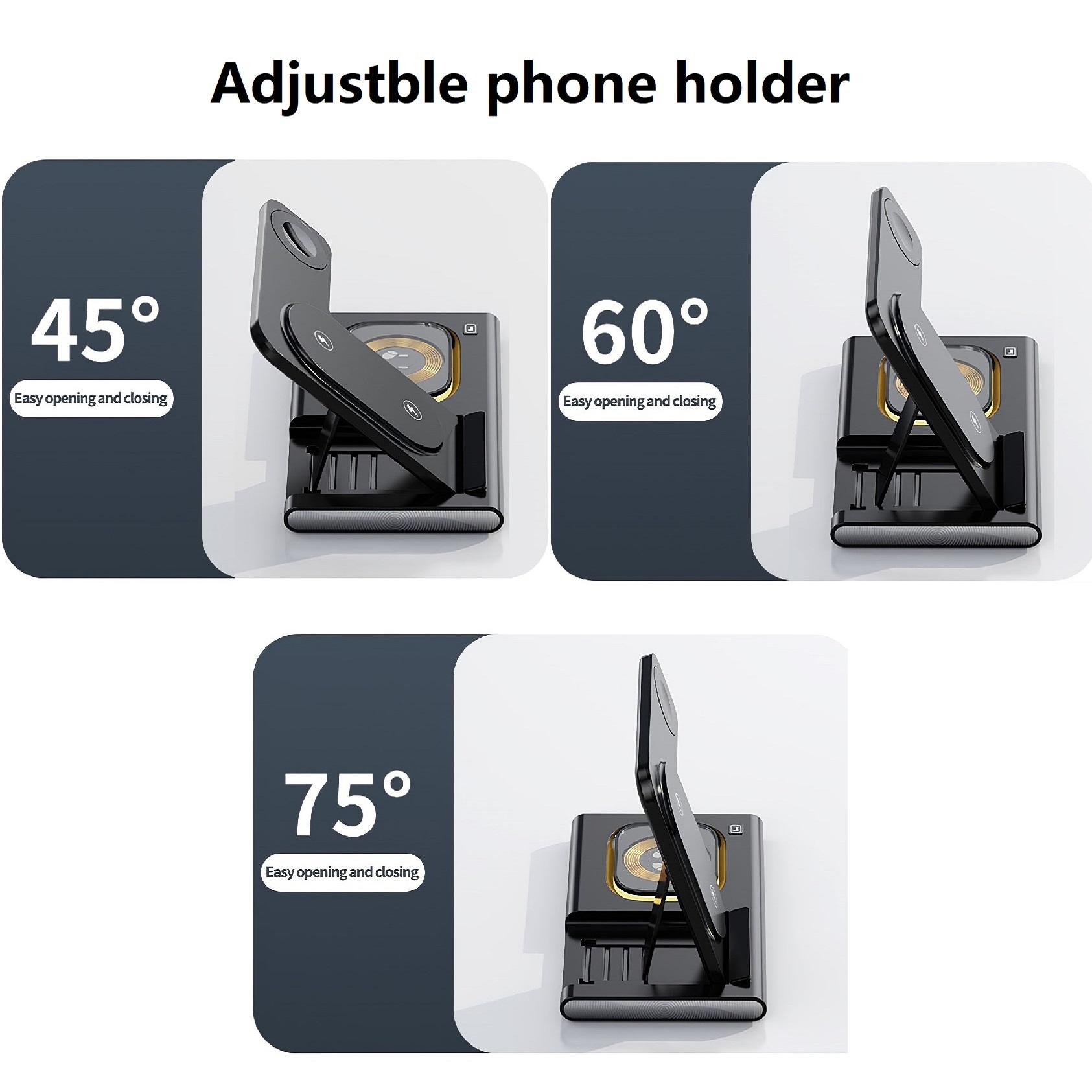 Wireless Charger Station, 4 in 1 Foldable 15W Fast Charging Wireless Charging Station with Night Light for iPhone iPods iWatch - Image 6