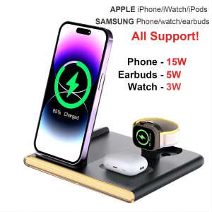 4 in 1 Fast Charing Wireless Charger Station (30W PD Plug included)for IPhone/iWatch/Samsung All Phones and Watches Earbuds Series