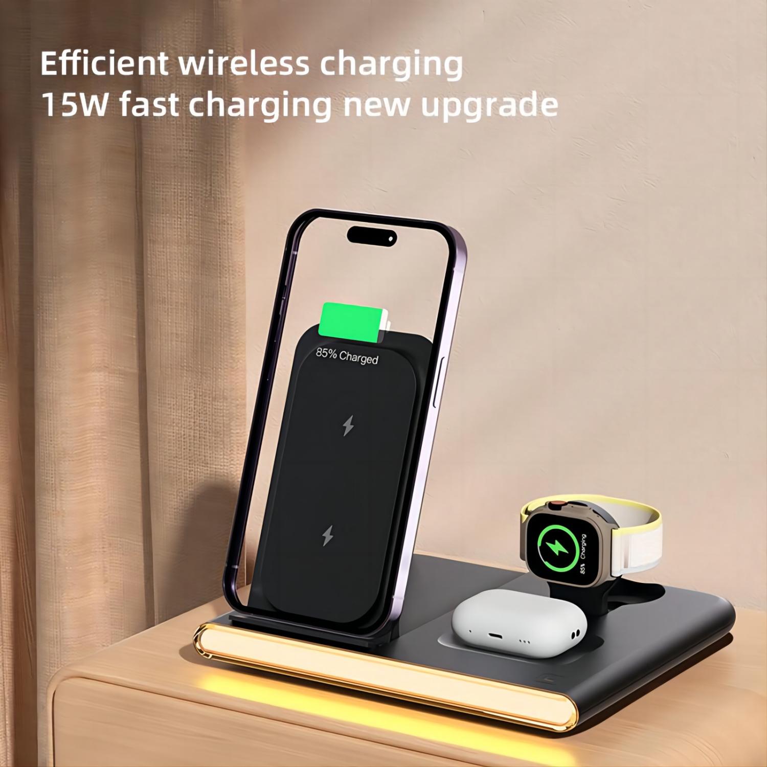 4 in 1 Fast Charing Wireless Charger Station (30W PD Plug included)for IPhone/iWatch/Samsung All Phones and Watches Earbuds Series - Image 2