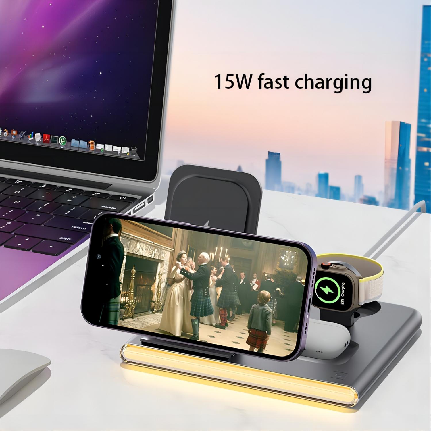 4 in 1 Fast Charing Wireless Charger Station (30W PD Plug included)for IPhone/iWatch/Samsung All Phones and Watches Earbuds Series - Image 5