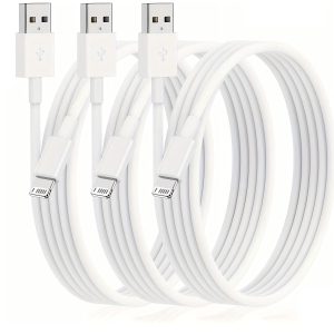USB A to Lightning Fast Charging Cable Cord for iPhone iPad - 3 Pack
