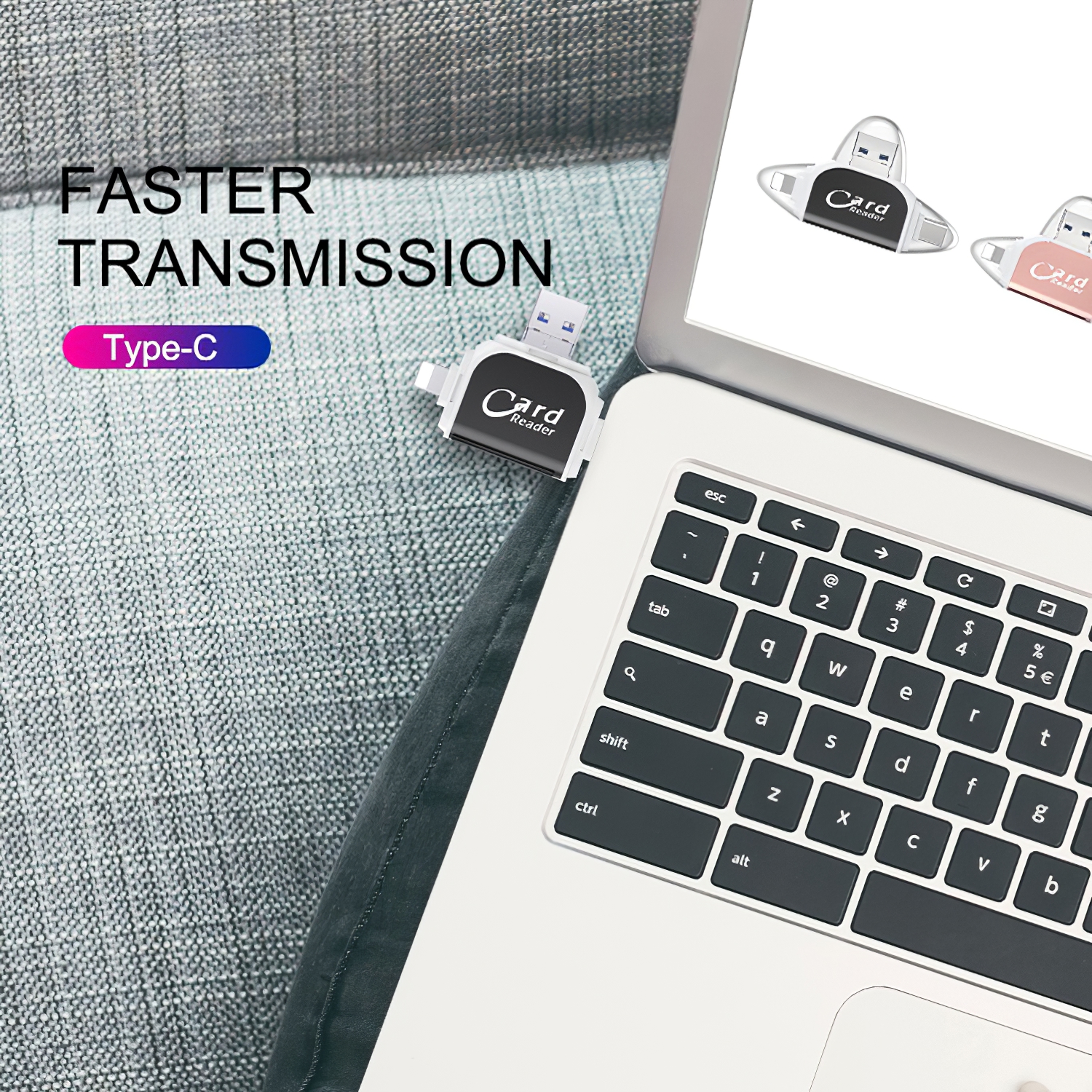 4 in 1 Card Reader for SD Card, TF Card (128GB Optional), Plug and Play for iPhone and Samsung XiaoMi Phones - Image 4