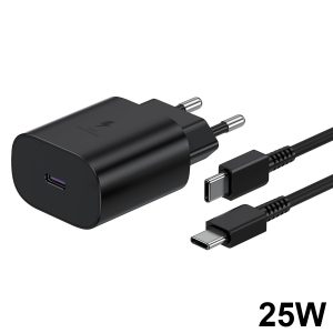 PD 25W Fast Charging EU Version Charger with Type C Cable Set for Samsung Phone iPhone