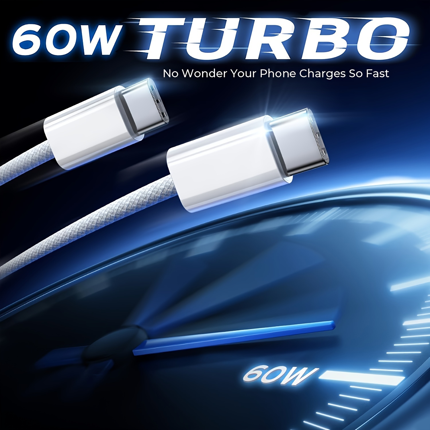 High-end 60W Type C to C Fast Charging Cable Cord for Phone Tablet PC Laptop --3 Pack - Image 3